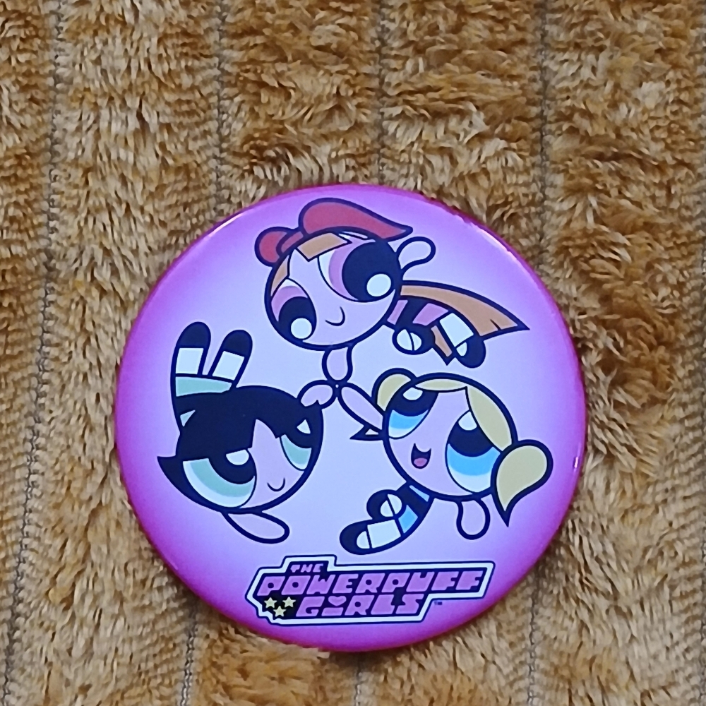 Powerpuff Girls Pink Pinback Button Blossom Bubbles Buttercup Cartoon Network